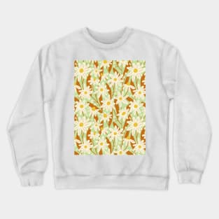 Wild daisy flower pattern in pale green Crewneck Sweatshirt